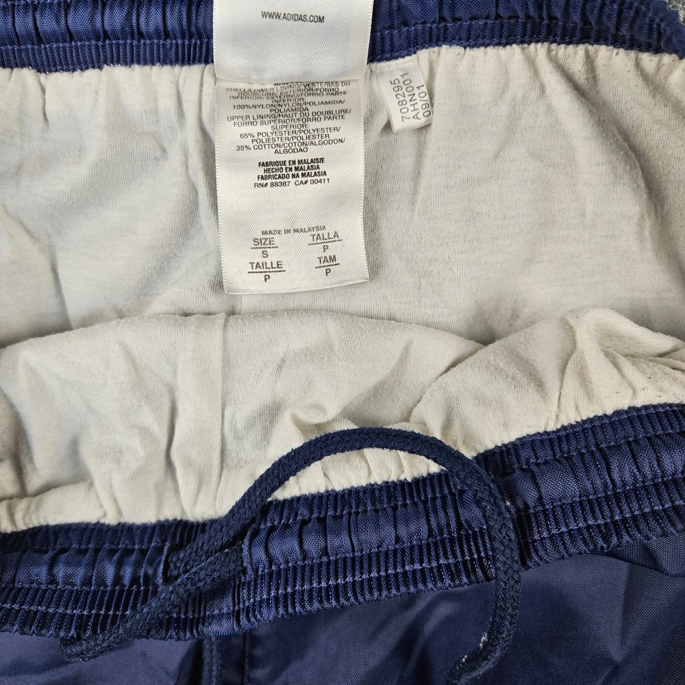 Vintage Adidas Team Navy Blue White Stripe Nylon Track Pants 2001 Mens Small - Picture 6 of 7